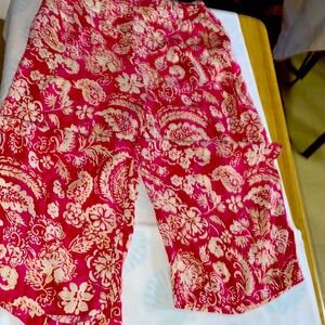 Vintage Palazzo pants soft pink and white paisley in large size
